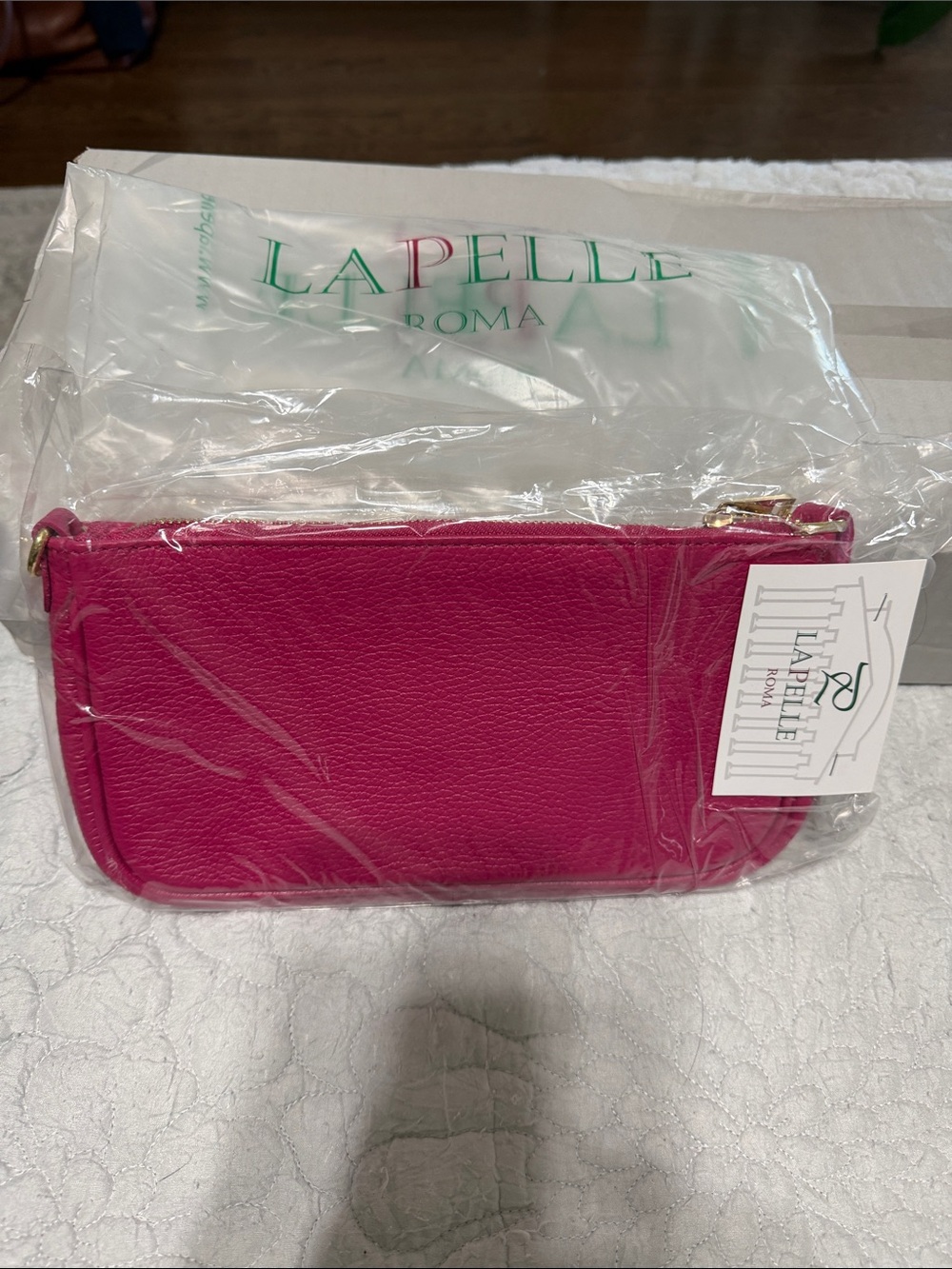 NWT LaPelle Roma Pink Pebble Leather Bag/Clutch